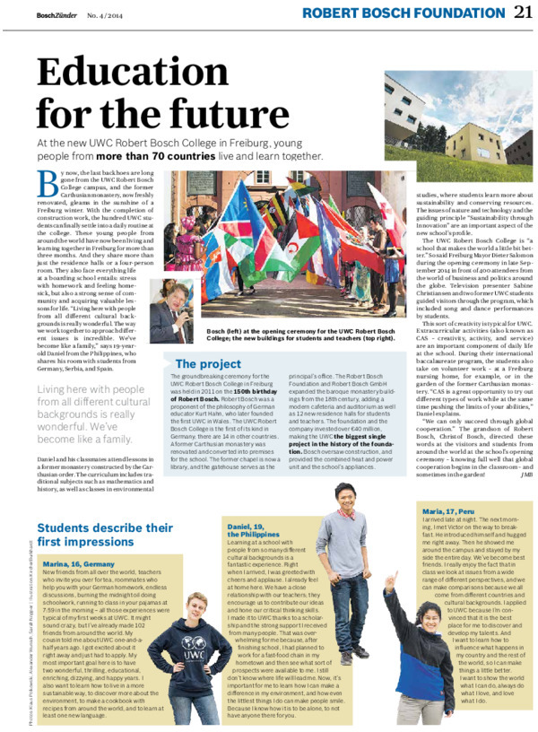 Bosch Publication Foundation News in Bosch Zünder 4/2014
