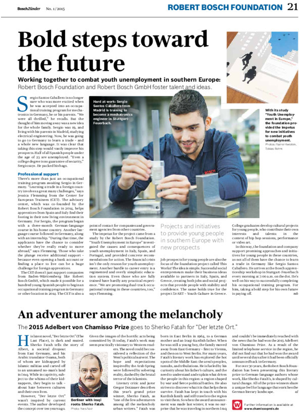 Bosch Publication Foundation News in Bosch Zünder 1/2015