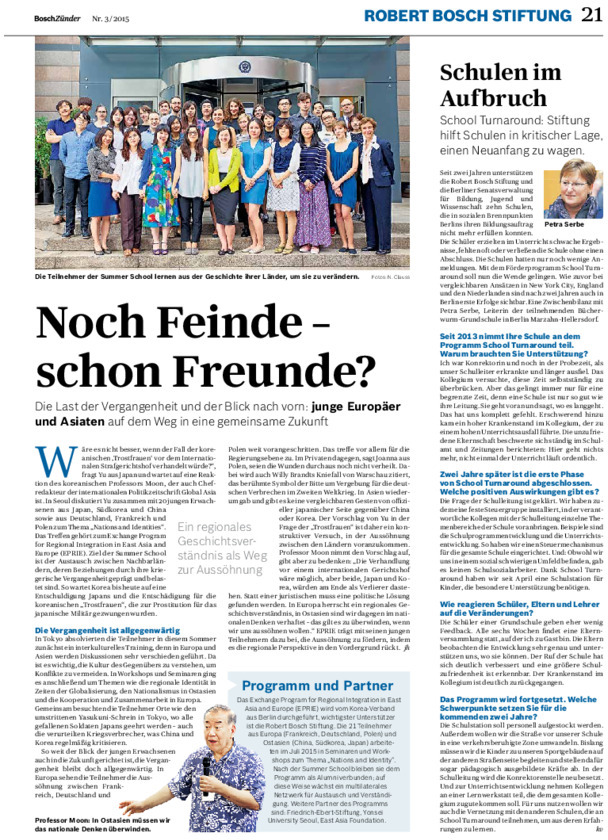 Bosch Publication Neues aus der Robert Bosch Stiftung im Bosch Zünder 3/2015