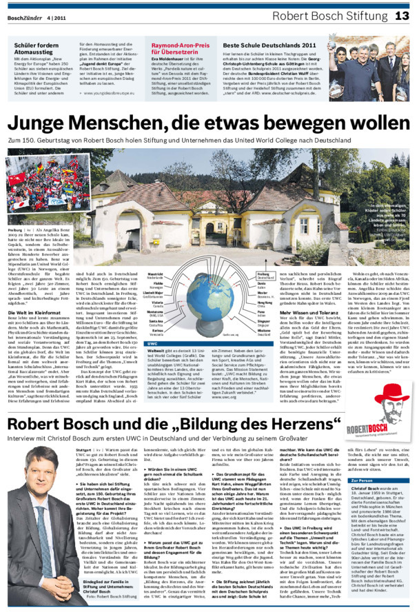 Bosch Publication Neues aus der Robert Bosch Stiftung im Bosch-Zünder 4/2011