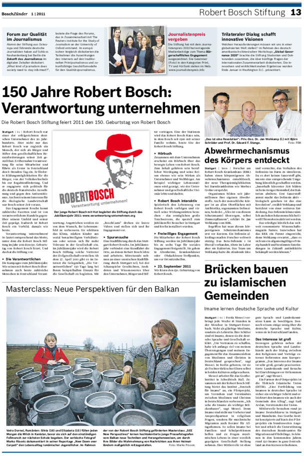 Bosch Publication Neues aus der Robert Bosch Stiftung im Bosch-Zünder 1/2011