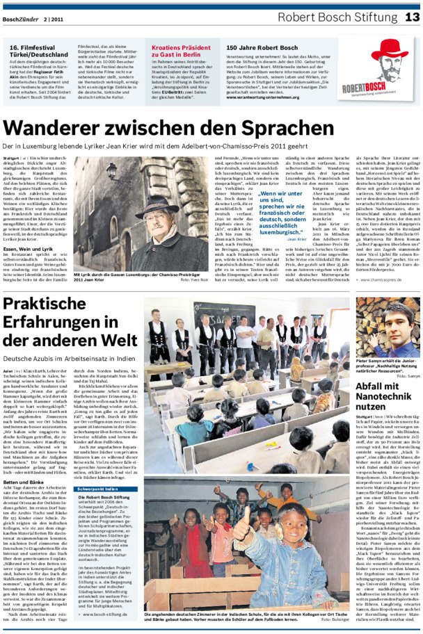 Bosch Publication Neues aus der Robert Bosch Stiftung im Bosch-Zünder 2/2011