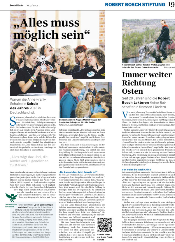 Bosch Publication Neues aus der Robert Bosch Stiftung im Bosch Zünder 3/2013