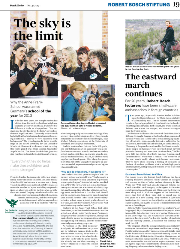 Bosch Publication Foundation News in Bosch Zünder 3/2013