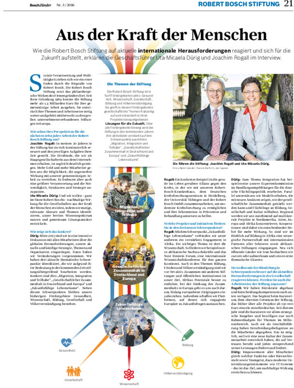 Bosch Publication Neues aus der Robert Bosch Stiftung im Bosch Zünder 3/2016