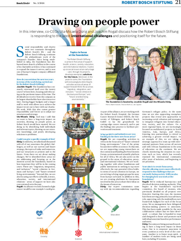 Bosch Publication Foundation News in Bosch Zünder 3/2016