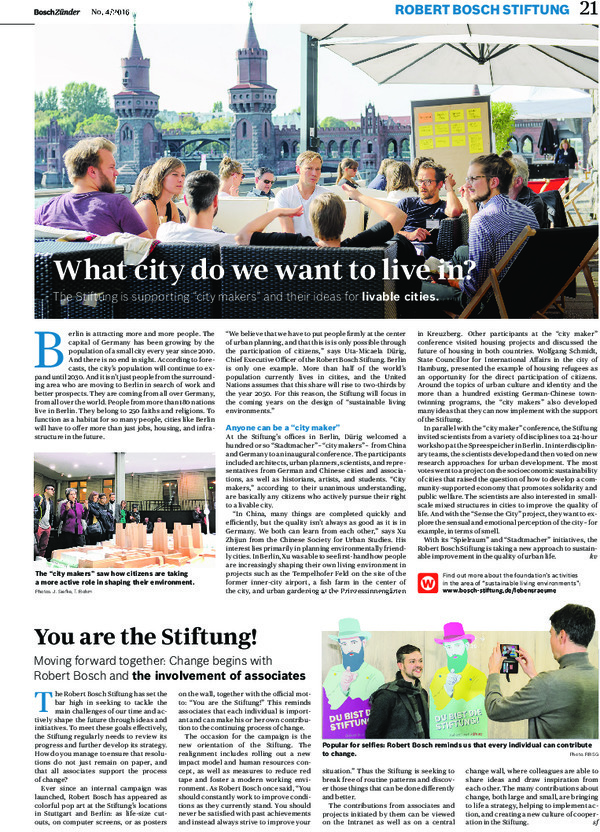 Bosch Publication Foundation News in Bosch Zünder 4/2016