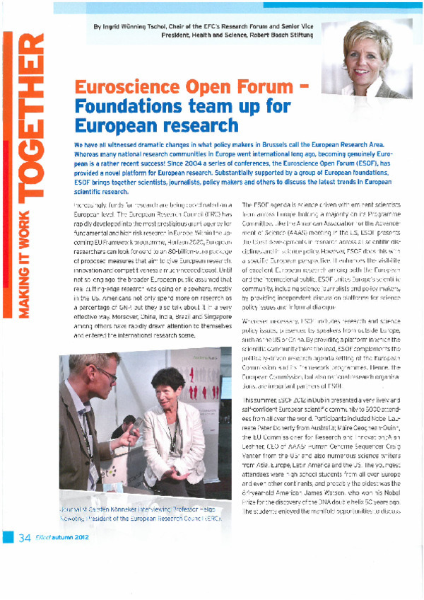 Bosch Publication Euroscience Open Forum - Foundations team up for European research
