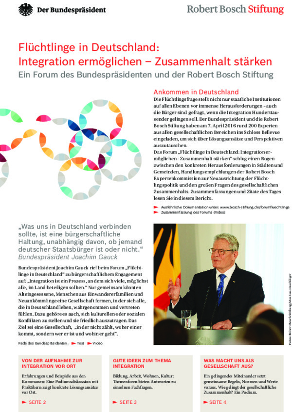 Bosch Publication Report on the Forum "Refugees in Germany"