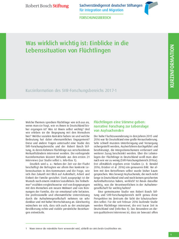 Bosch Publication What Really Matters to Refugees: Insights Into the Living Situation of Refugees