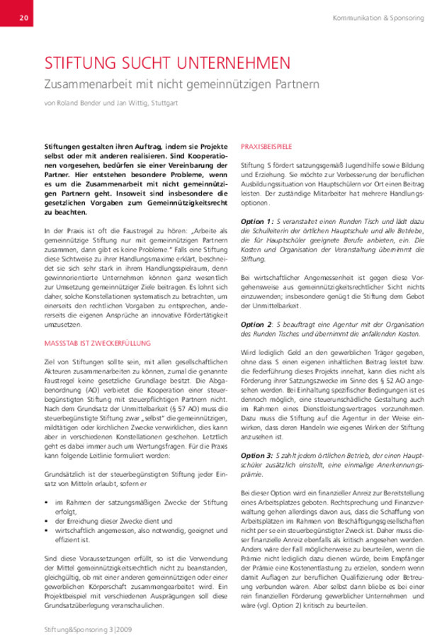 Bosch Publication Stiftung sucht Unternehmen