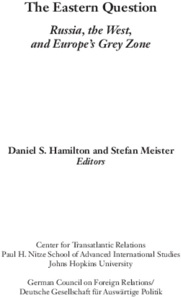 Bosch Publication The Eastern Question: Recommendations for Western Policy