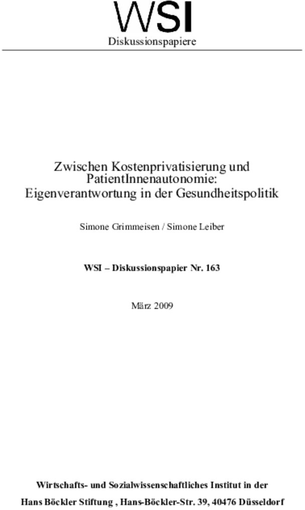 Bosch Publication Zwischen Kostenprivatisierung und Patientinnenautonomie