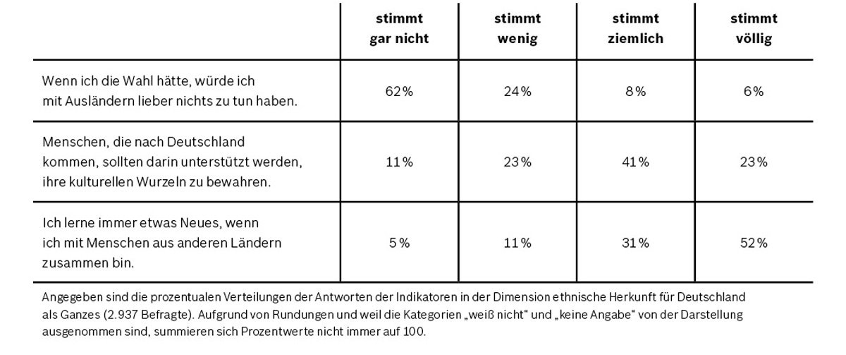 Tabelle Indikatoren der Vielfaltsdimension „Ethnische Herkunft“