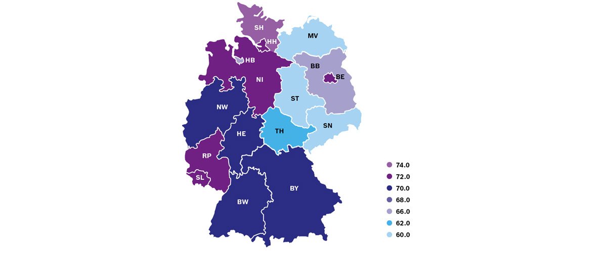 Karte mit Zustimmung nach Bundesländern