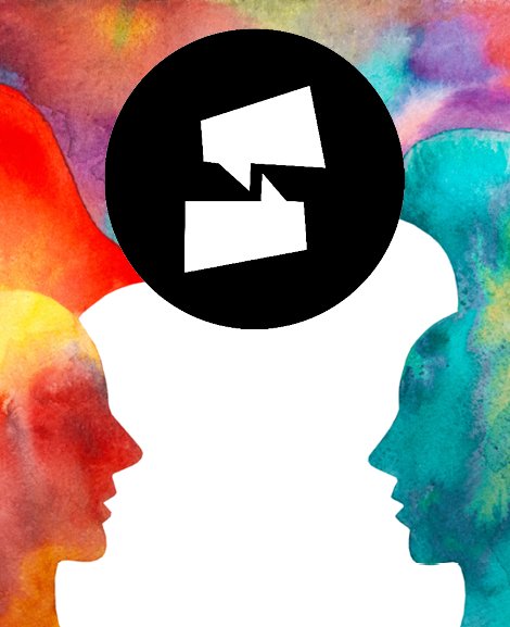 Darstellung zweier Personen mit dem Logo der Berlin School