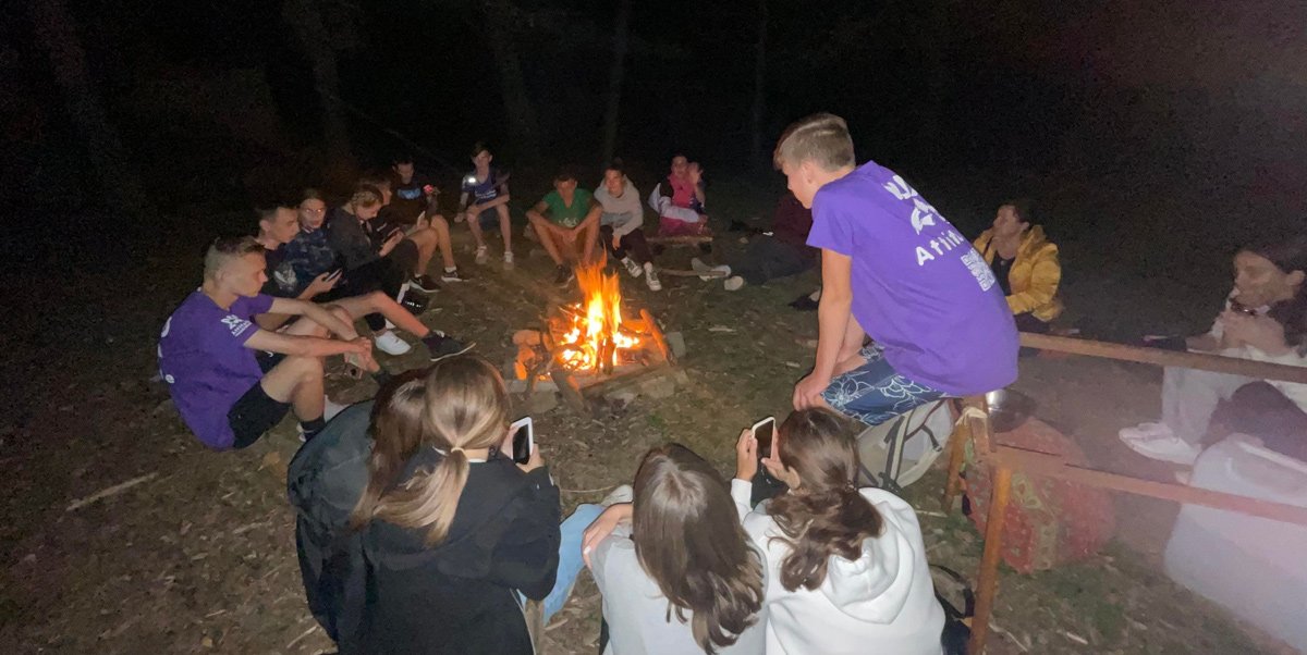 Children at a campfire