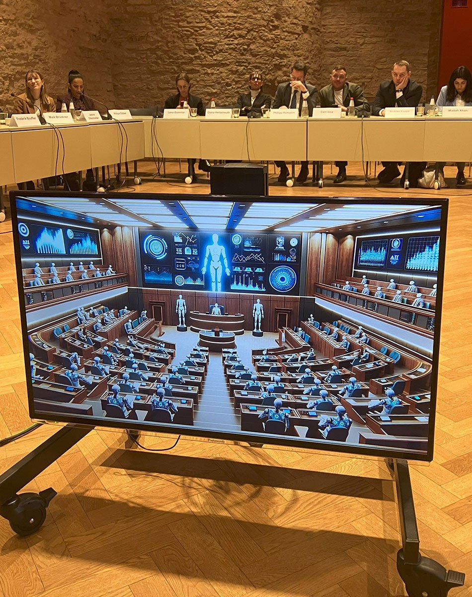 Bildschirm mit KI-Bild in einem Diskussionsforum