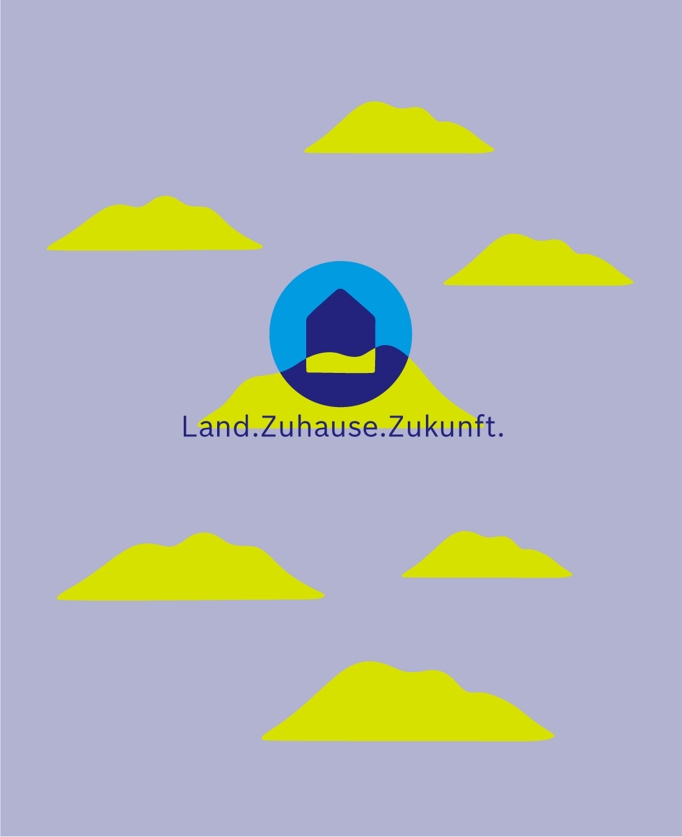 Illustration mit einem Haus auf Wolken