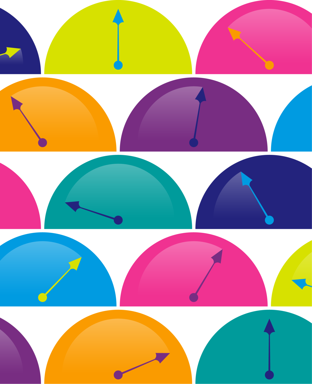 Illustration featuring colorfully painted barometers with different readings