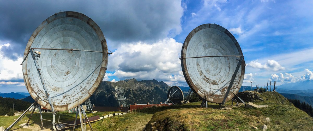 Satellite and antenas on a montain