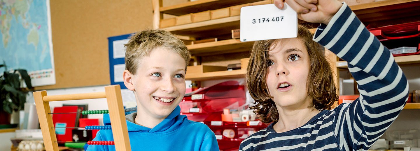 Two school students in the classroom