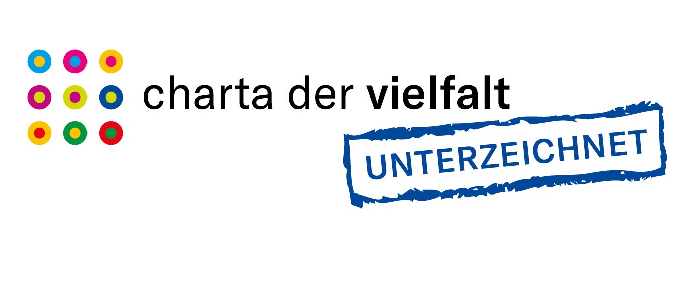 Schriftzug &quot;Charta der Vielfalt - unterzeichnet&quot;