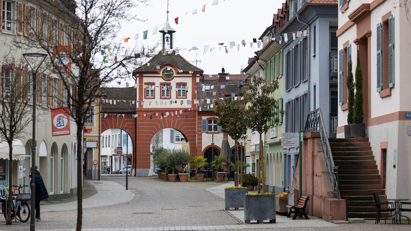 View into the pedestrian zone of Emmendingen.