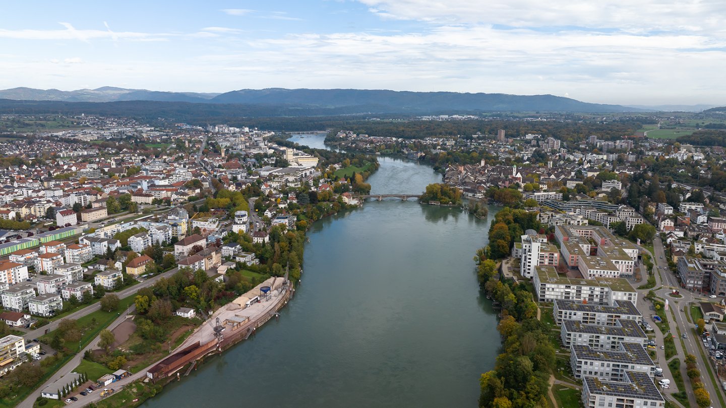 Aerial view of Rheinfelden.