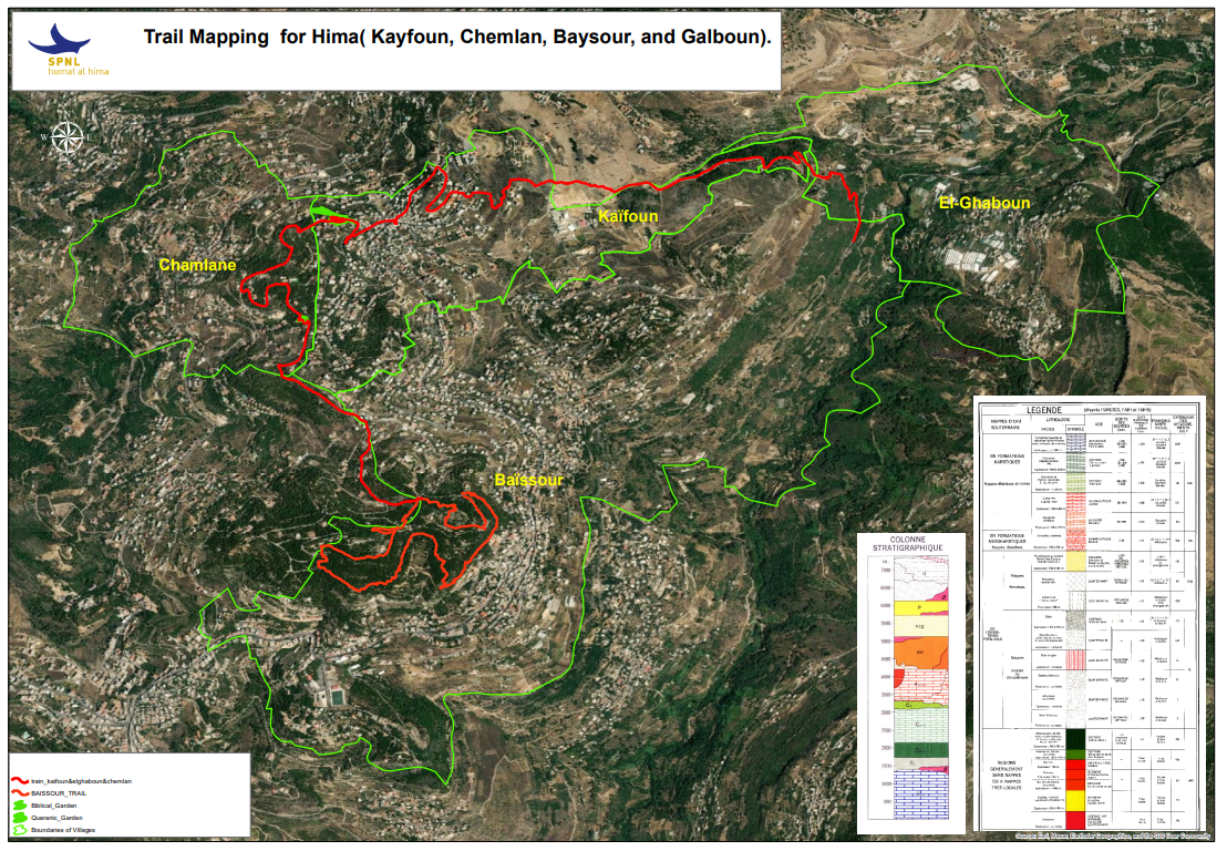 A map of the &#039;Droub el Hima for Peace&#039; trail