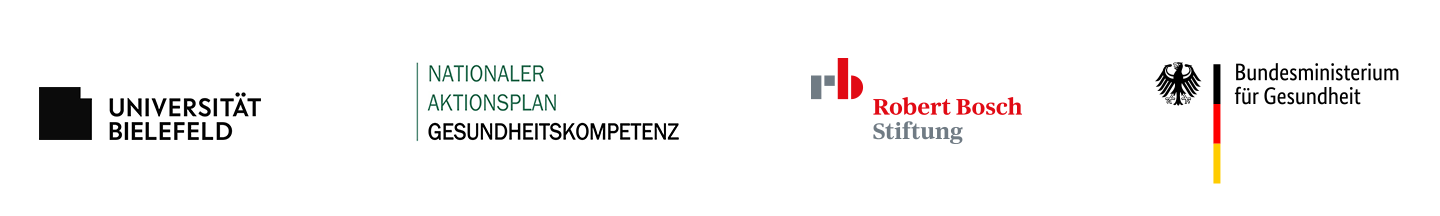Kooperationspartner der Veranstaltung: Universität Bielefeld, Nationaler Aktionsplan Gesundheitskompetenz, Robert Bosch Stiftung, Bundesministerium für Gesundheit