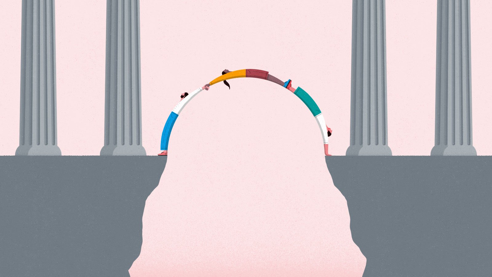 Illustration: People forming a bridge
