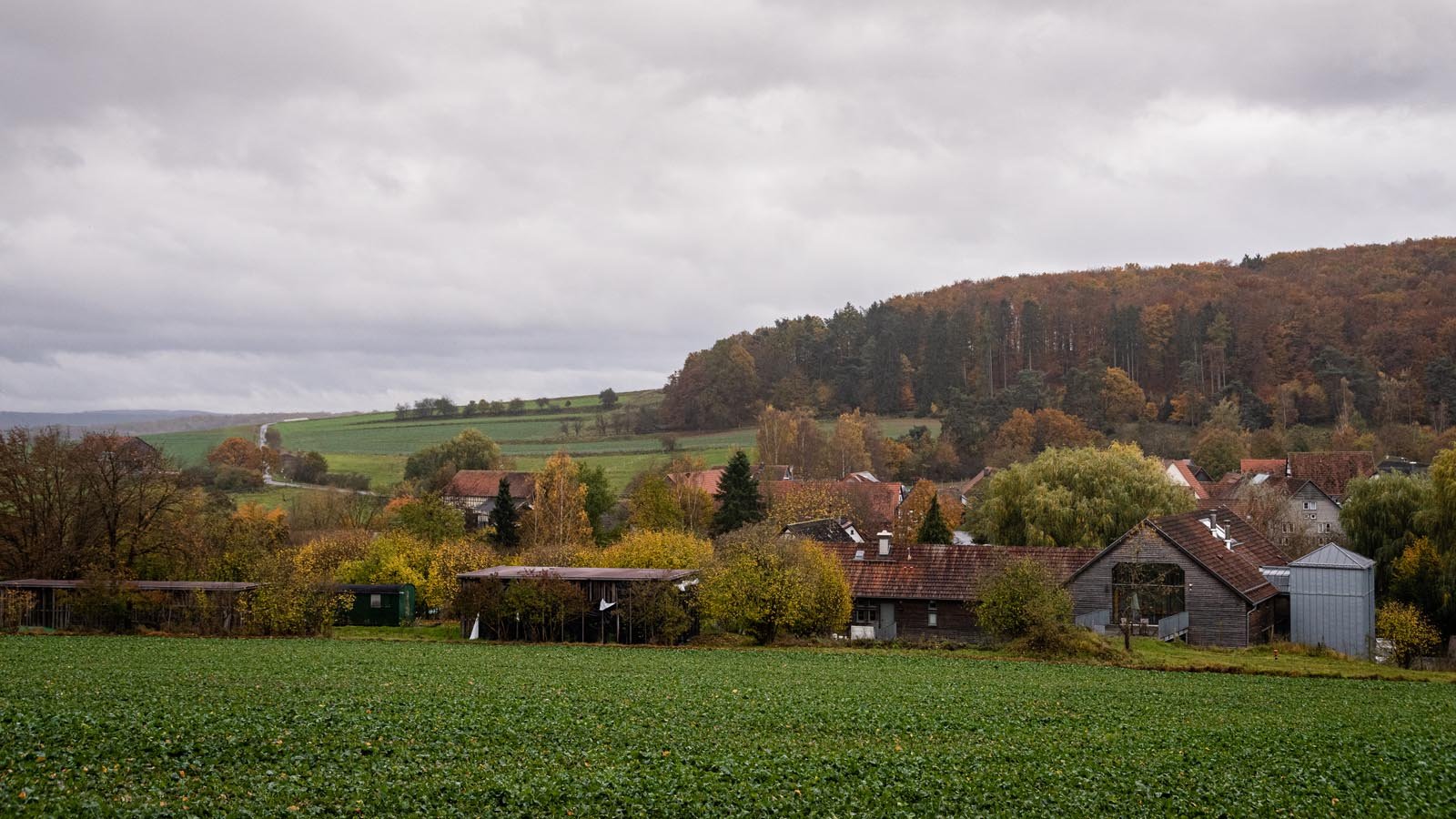 View of the Hessian village of Seelbach near Marburg