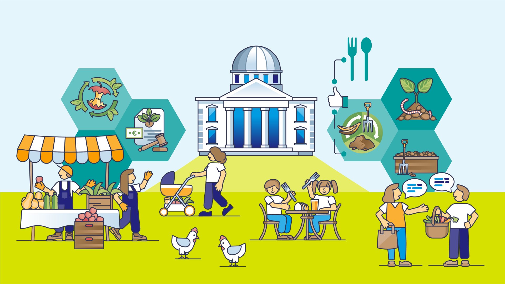 Illustration of food system