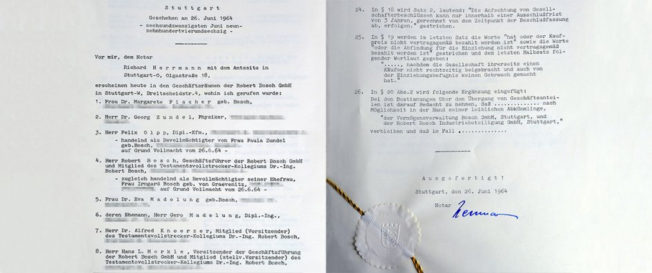 Gründungsurkunde der Robert Bosch Stiftung